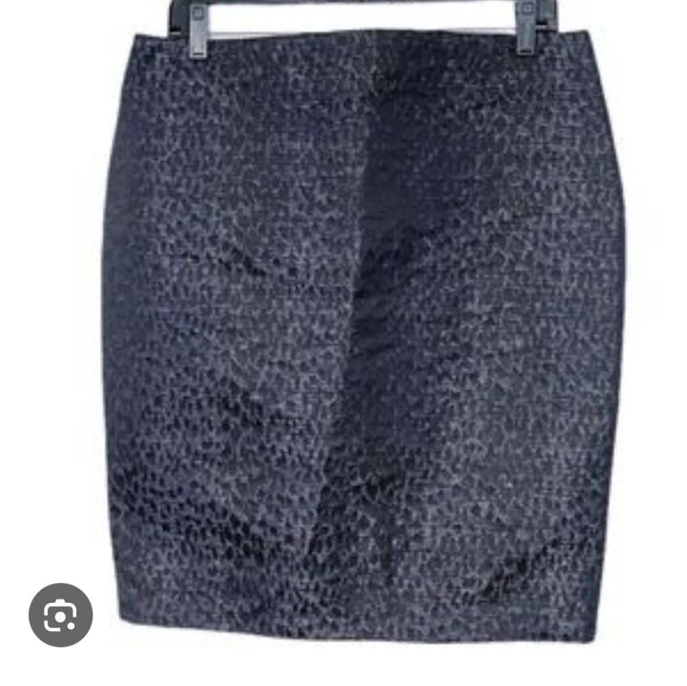 ABS Platinum Allen Schwartz Pencil  Blue A Black Textured Skirt